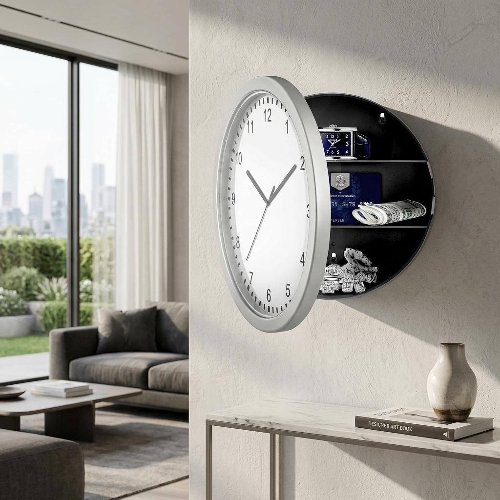 Secret Wall Clock with Hidden Storage Safe 25cm Diversion Safe Discreet Home Security Store Valuables Safely Modern Wall Clock UK