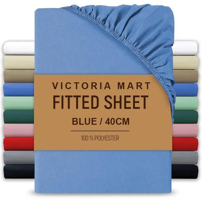 Extra Deep Fitted Bed Sheet 40cm Soft Plain Mattress Cover with Elastic Fit Easy Care Bedding for Daily Use