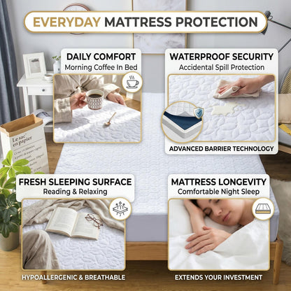 Deep Fitted Waterproof Mattress Protector Breathable Cotton Mattress Cover UK Bedding Essentials