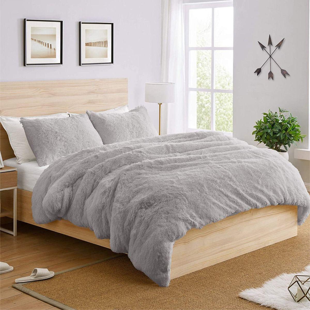 Snuggle Duvet Cover Set Warm & Cosy Bed Quilt Sherpa Fleece Bedding Set with Pillowcases Soft Fleece Duvet Cover for Winter Comfort Easy Care
