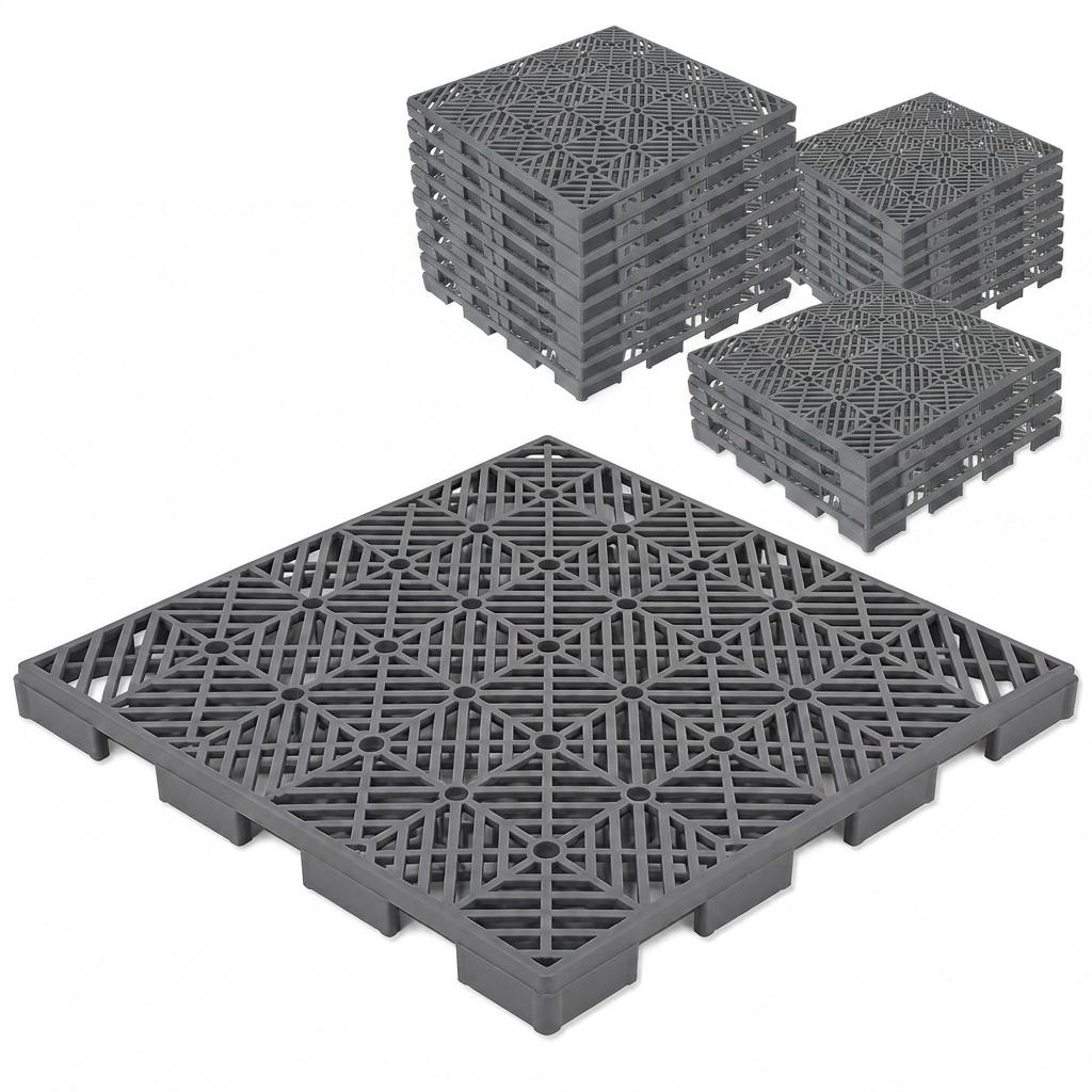 Interlocking Decking Tiles 30x30cm 10PC 20PC 30PC 40PC 50PC Outdoor Plastic Garden Flooring Tiles Patio Balcony Terrace Deck Tiles Grey