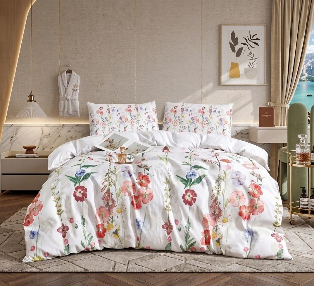 Floral Duvet Cover Set 3 Piece Double & King Size Soft Microfiber Bedding Set with 2 Pillowcases Floral Bed Linen Quilt Cover UK