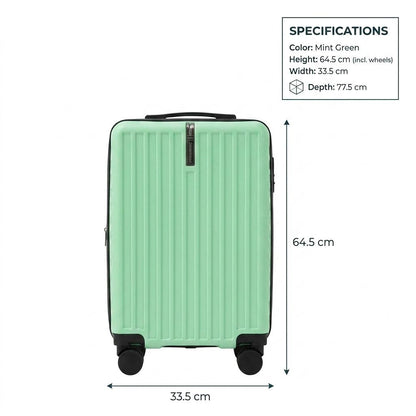 20 Inch Hard Shell Cabin Suitcase TSA Combination Lock 8 Spinner Wheels Side Hook 35L