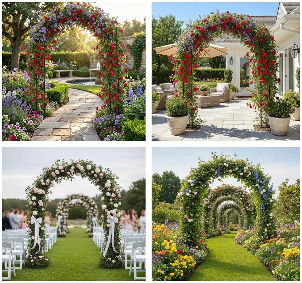 2.4M Metal Garden Arch – Heavy-Duty Steel Plant Support