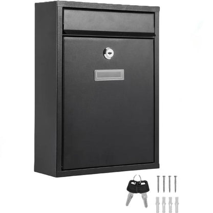 Large Lockable Letter Post Box Wall Mounted – Alloy Steel Mailbox with Keys, Weather Resistant Outdoor Post Box with Nameplate Holder