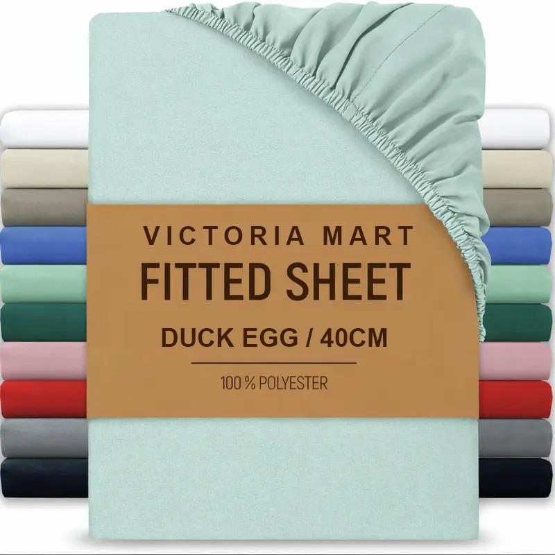 Extra Deep Fitted Bed Sheet 40cm Soft Plain Mattress Cover with Elastic Fit Easy Care Bedding for Daily Use