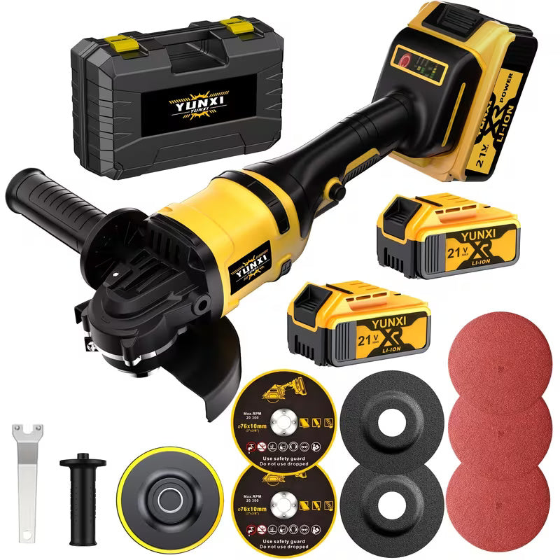 Cordless Angle Grinder with Lithium Battery, Compact Electric Grinding & Polishing Tool with Side Handle, Portable Power Tool for Metal Cutting, Surface Finishing & DIY Projects