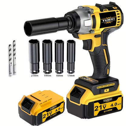 Cordless Impact Wrench with Lithium Ion Battery & Fast Charger, Heavy Duty Electric Torque Wrench for Car Repair, Home Maintenance, DIY & Workshop Projects