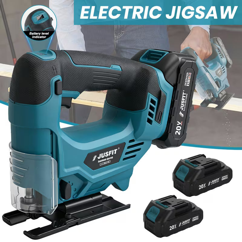 Brushless Cordless Electric Jigsaw (Machine Only)  Variable Speed Jig Saw with 0°–45° Bevel Cutting, Battery Level Indicator & Ergonomic Grip for Wood, PVC & Metal