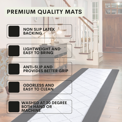 Non-Slip Gel Mat Greek Style Geometric Hallway Rug Runner Kitchen Floor Mat Uk