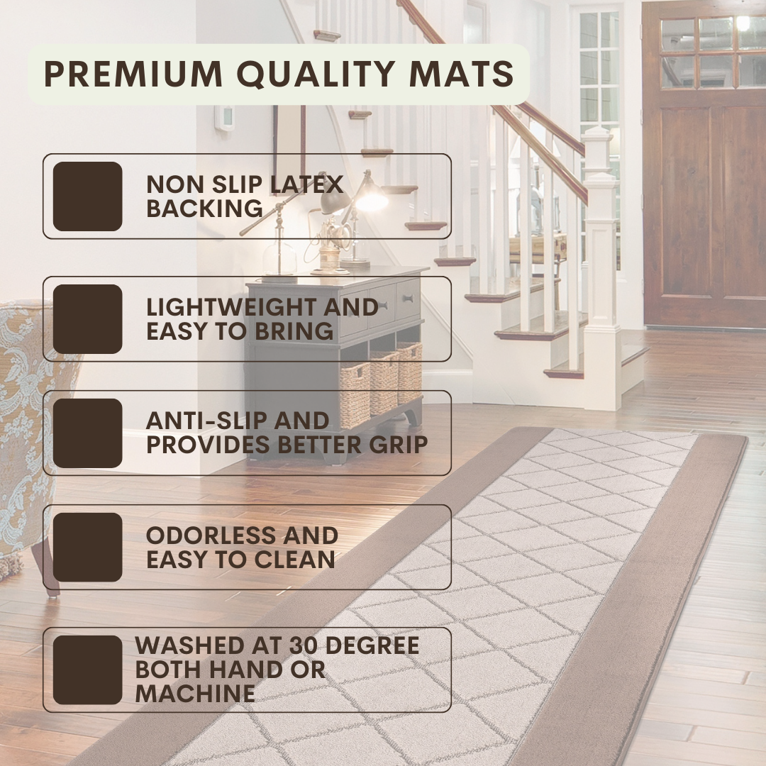 Non-Slip Gel Mat Greek Style Geometric Hallway Rug Runner Kitchen Floor Mat Uk