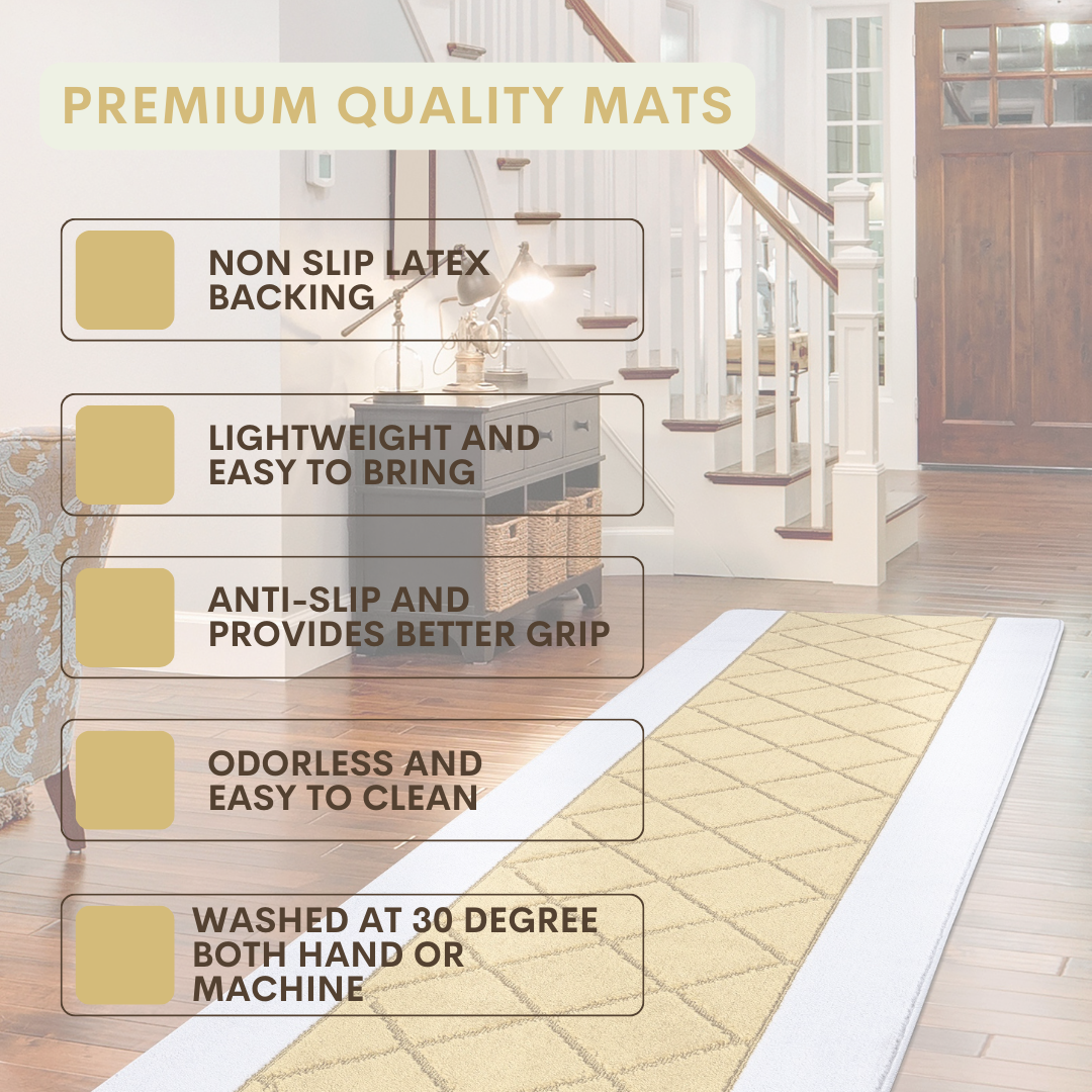 Non-Slip Gel Mat Greek Style Geometric Hallway Rug Runner Kitchen Floor Mat Uk