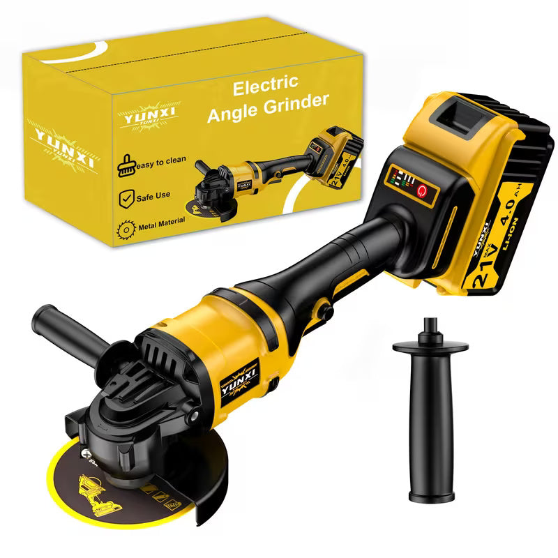 Cordless Angle Grinder with Lithium Battery, Compact Electric Grinding & Polishing Tool with Side Handle, Portable Power Tool for Metal Cutting, Surface Finishing & DIY Projects