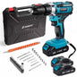 Cordless Hammer Impact Drill Driver Kit with 2 x 2000mAh Batteries, 29 Piece Accessory Set, 25+3 Torque Settings, LED Work Light & Fast Charger for DIY and Home Repairs