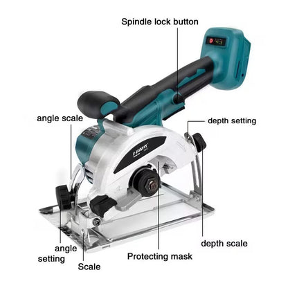 5 Inch Brushless Cordless Circular Saw (Machine Only)  Compact Brushless Power Saw with Digital Display for Wood, Plywood, Laminate Flooring, Plastic & DIY Projects