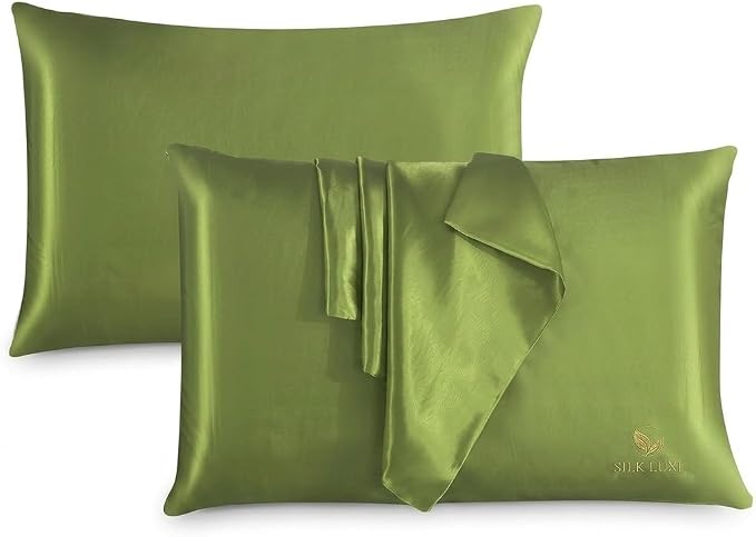 2 Pack Satin Pillowcases 50x75cm Standard UK Size  Soft 100% Polyester Satin Pillow Covers with Envelope Closure, Smooth Lightweight Machine Washable Bedding Pillowcase Set for Home & Bedroom