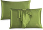 2 Pack Satin Pillowcases 50x75cm Standard UK Size  Soft 100% Polyester Satin Pillow Covers with Envelope Closure, Smooth Lightweight Machine Washable Bedding Pillowcase Set for Home & Bedroom