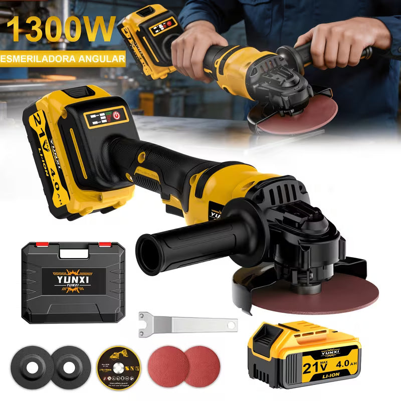 Cordless Angle Grinder with Lithium Battery, Compact Electric Grinding & Polishing Tool with Side Handle, Portable Power Tool for Metal Cutting, Surface Finishing & DIY Projects
