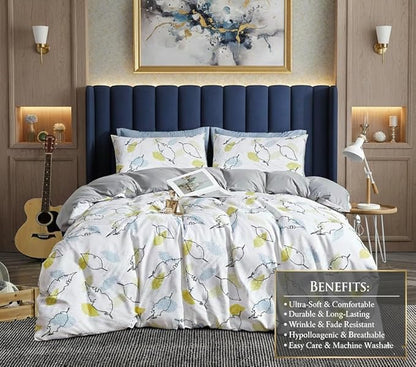 Luxury Microfiber Duvet Cover Set 3 Piece  Ultra Soft Breathable Quilt Cover with Hidden Zipper Closure  Lightweight Hypoallergenic Bedding Set with 2 Pillowcases