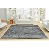 Luxury Faux Fur Shaggy Area Rug  Ultra Soft Plush Striped Non Slip Floor Carpet for Living Room, Bedroom, Lounge & Nursery  120 x 170cm