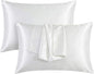 2 Pack Satin Pillowcases 50x75cm Standard UK Size  Soft 100% Polyester Satin Pillow Covers with Envelope Closure, Smooth Lightweight Machine Washable Bedding Pillowcase Set for Home & Bedroom