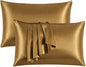 2 Pack Satin Pillowcases 50x75cm Standard UK Size  Soft 100% Polyester Satin Pillow Covers with Envelope Closure, Smooth Lightweight Machine Washable Bedding Pillowcase Set for Home & Bedroom
