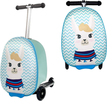 2 in 1 Kids Scooter Suitcase Cabin Approved  Foldable Ride On Travel Luggage with Non Slip Deck, Lightweight 18 Inch Carry-On Suitcase for Children 5+ Years