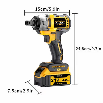 Cordless Impact Wrench with Lithium Ion Battery & Fast Charger, Heavy Duty Electric Torque Wrench for Car Repair, Home Maintenance, DIY & Workshop Projects