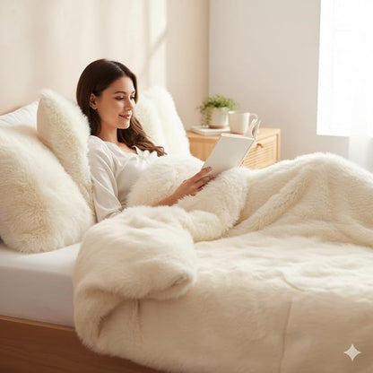 Luxury Faux Fur Shaggy Duvet Cover Set  Super Soft Plush Teddy Fleece Bedding Set with Matching Pillowcase  Warm Winter Bed Linen