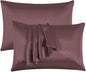 2 Pack Satin Pillowcases 50x75cm Standard UK Size  Soft 100% Polyester Satin Pillow Covers with Envelope Closure, Smooth Lightweight Machine Washable Bedding Pillowcase Set for Home & Bedroom