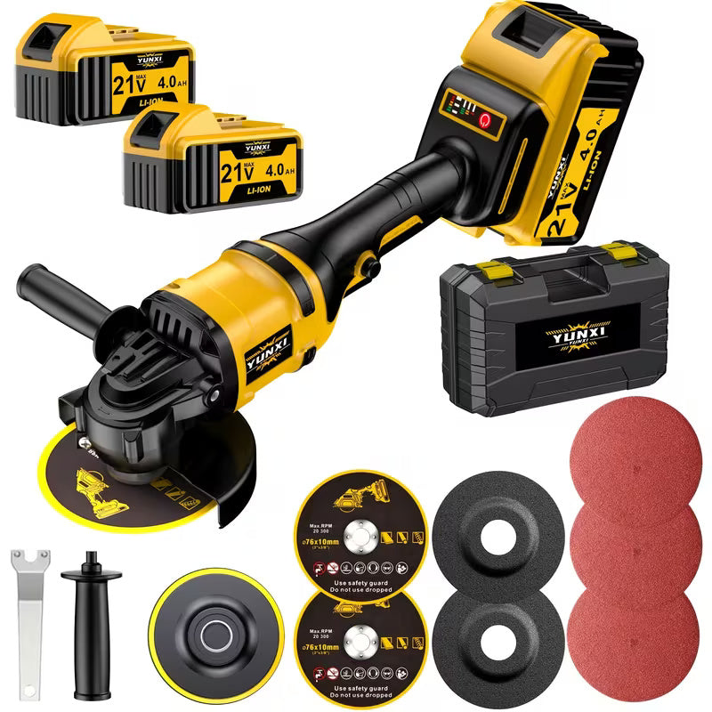 Cordless Angle Grinder with Lithium Battery, Compact Electric Grinding & Polishing Tool with Side Handle, Portable Power Tool for Metal Cutting, Surface Finishing & DIY Projects