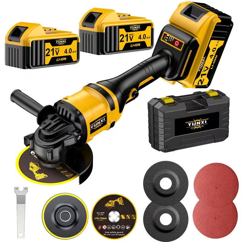 Cordless Angle Grinder with Lithium Battery, Compact Electric Grinding & Polishing Tool with Side Handle, Portable Power Tool for Metal Cutting, Surface Finishing & DIY Projects