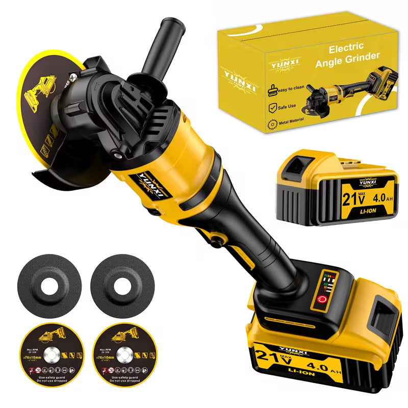 Cordless Angle Grinder with Lithium Battery, Compact Electric Grinding & Polishing Tool with Side Handle, Portable Power Tool for Metal Cutting, Surface Finishing & DIY Projects