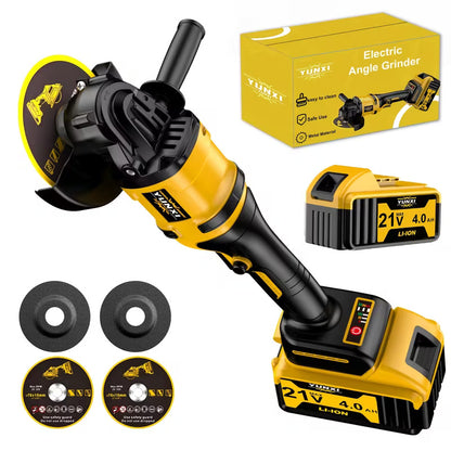 Cordless Angle Grinder with Lithium Battery, Compact Electric Grinding & Polishing Tool with Side Handle, Portable Power Tool for Metal Cutting, Surface Finishing & DIY Projects