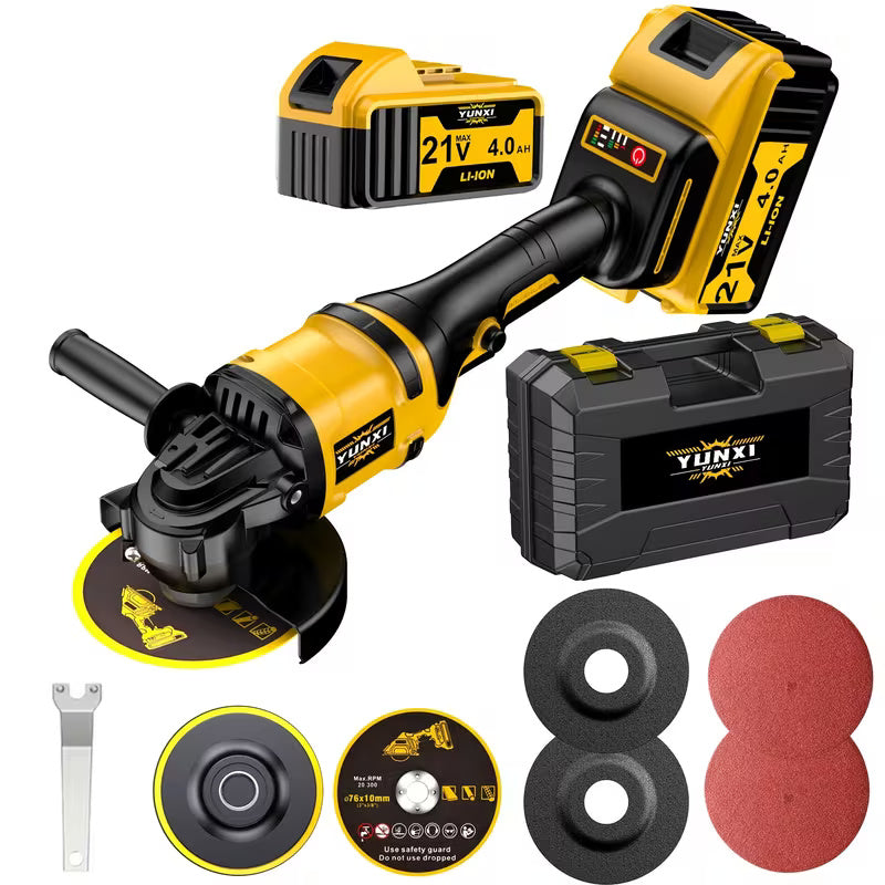 Cordless Angle Grinder with Lithium Battery, Compact Electric Grinding & Polishing Tool with Side Handle, Portable Power Tool for Metal Cutting, Surface Finishing & DIY Projects