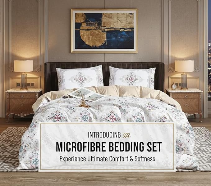 Luxury Microfiber Duvet Cover Set 3 Piece  Ultra Soft Breathable Quilt Cover with Hidden Zipper Closure  Lightweight Hypoallergenic Bedding Set with 2 Pillowcases