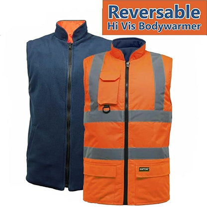 High Visibility Gilet Hi Vis Reflective Waterproof Workwear Bodywarmer Heavy Duty