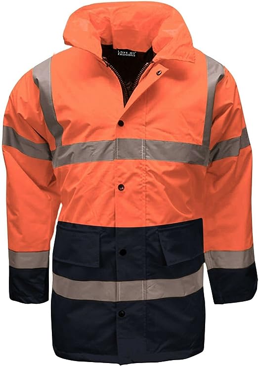 Hi Viz Vis Parka Work Wear Waterproof Jacket Winter Mens PPE High Visibility Top
