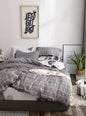 Printed Microfibre Duvet Cover Set Reversible Geometric Bedding