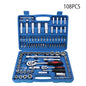 108 Piece Professional Socket Wrench Set with 1/4, 3/8 & 1/2 Drive Ratchets, Deep Sockets, Screwdriver Bits & Storage Case for Automotive Repair, DIY & Home Maintenance