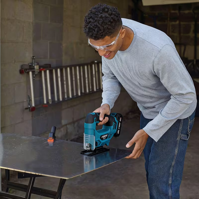Brushless Cordless Electric Jigsaw (Machine Only)  Variable Speed Jig Saw with 0°–45° Bevel Cutting, Battery Level Indicator & Ergonomic Grip for Wood, PVC & Metal