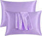 2 Pack Satin Pillowcases 50x75cm Standard UK Size  Soft 100% Polyester Satin Pillow Covers with Envelope Closure, Smooth Lightweight Machine Washable Bedding Pillowcase Set for Home & Bedroom