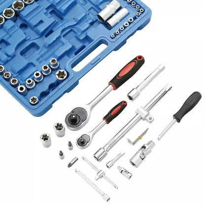 108 Piece Professional Socket Wrench Set with 1/4, 3/8 & 1/2 Drive Ratchets, Deep Sockets, Screwdriver Bits & Storage Case for Automotive Repair, DIY & Home Maintenance