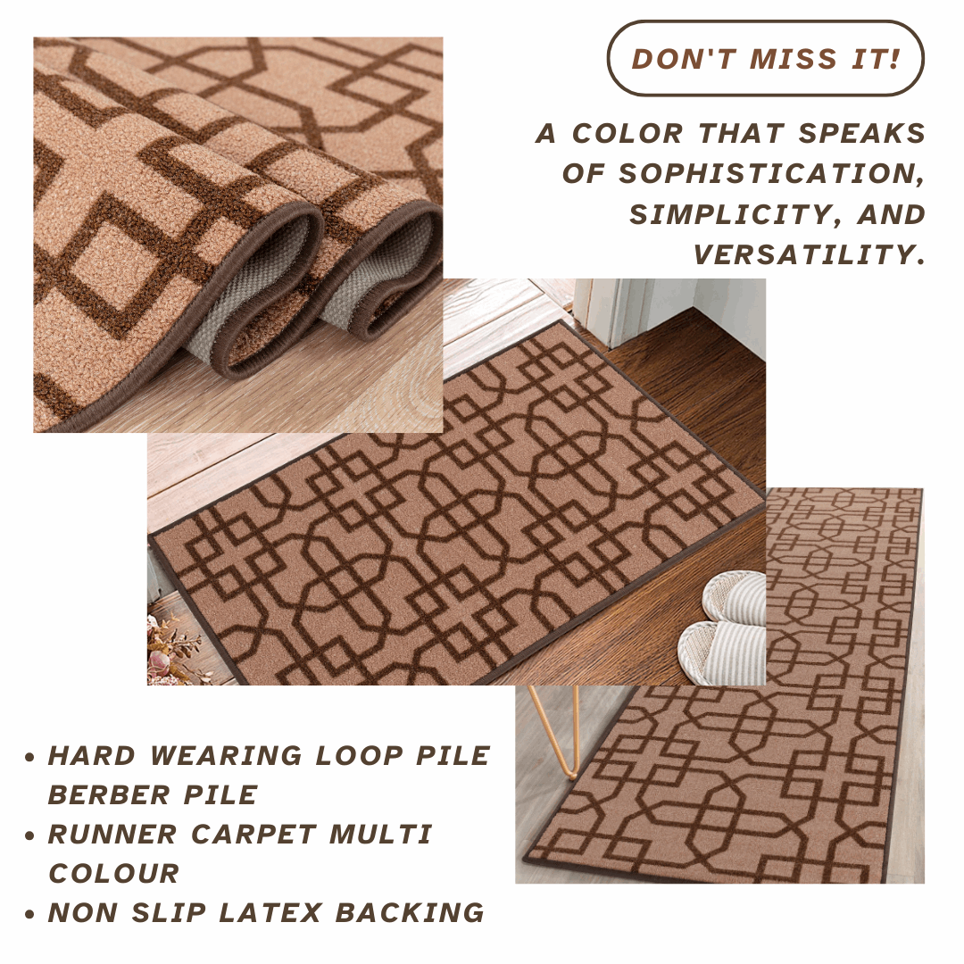 Hallway Geometric Runner Modern Kitchen Rug Non Slip Door Mat Long Floor Mats UK