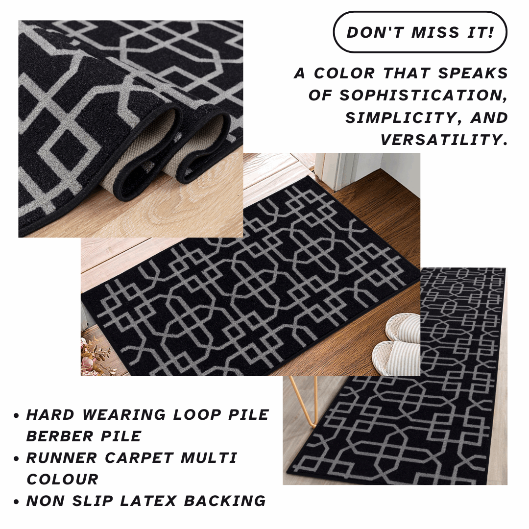Hallway Geometric Runner Modern Kitchen Rug Non Slip Door Mat Long Floor Mats UK