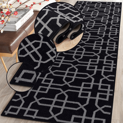 Hallway Geometric Runner Modern Kitchen Rug Non Slip Door Mat Long Floor Mats UK
