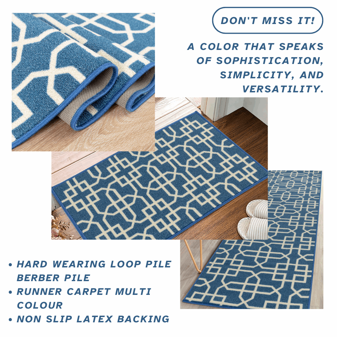 Hallway Geometric Runner Modern Kitchen Rug Non Slip Door Mat Long Floor Mats UK