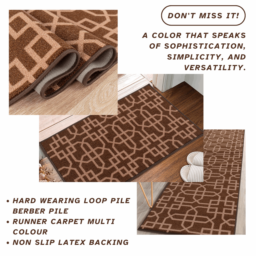 Hallway Geometric Runner Modern Kitchen Rug Non Slip Door Mat Long Floor Mats UK