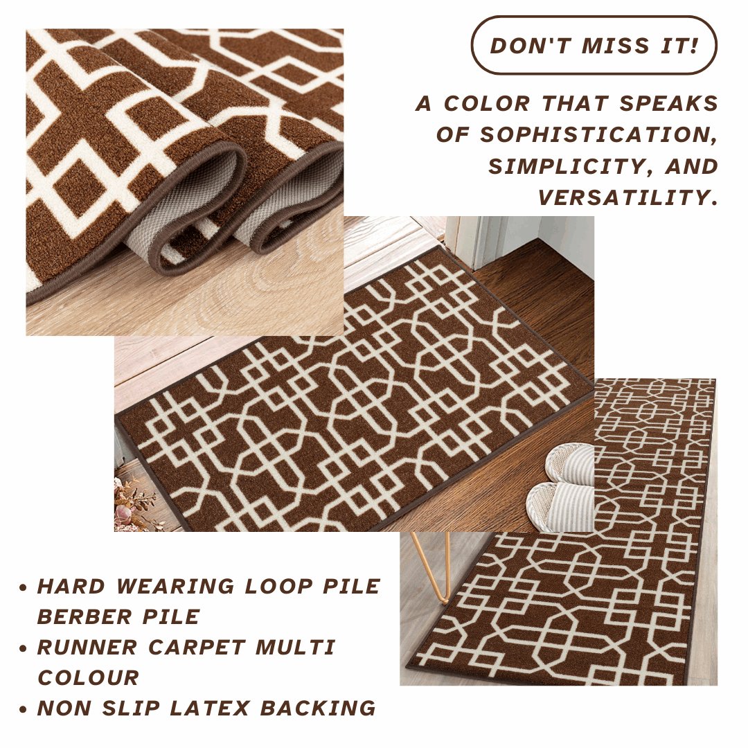Hallway Geometric Runner Modern Kitchen Rug Non Slip Door Mat Long Floor Mats UK