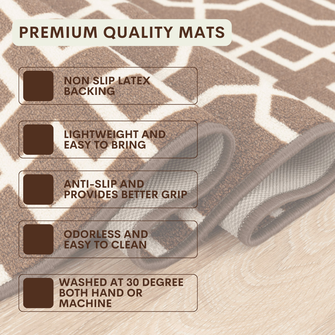 Hallway Geometric Runner Modern Kitchen Rug Non Slip Door Mat Long Floor Mats UK